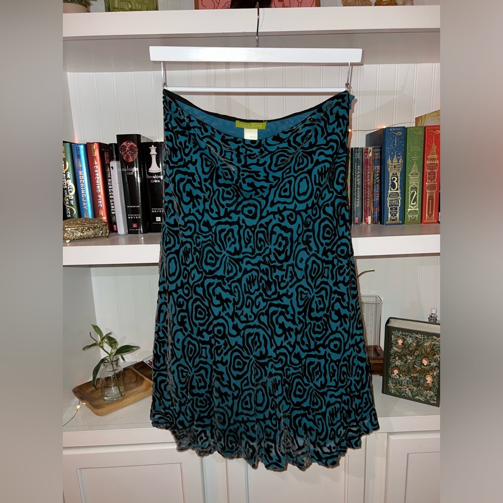 Sigrid Olsen Silk Burnout Velvet Flare Skirt Size 8